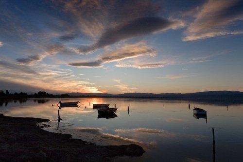 Coucher de soleil sur l'étang